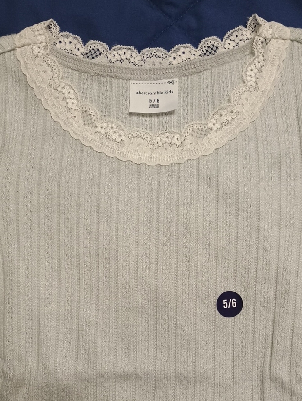 abercrombie kids Cream Lace-Trim Ribbed Crew T-shirt